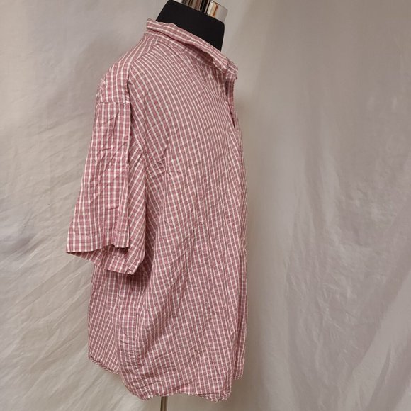 Steve and Barrys Mens XXXL Red Stripe Plaid Short Sleeve Button Up Shirt - Picture 10 of 12